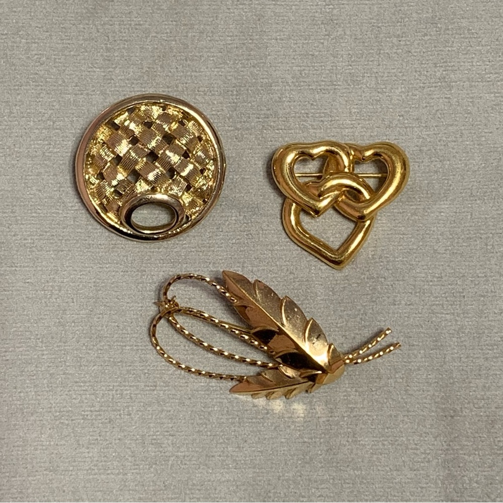 Vintage Designer Gold-Tone Brooch Set
